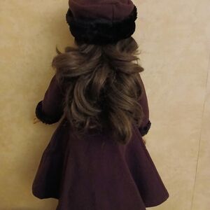 American Girl Doll Outfit with Purple Coat and Hat